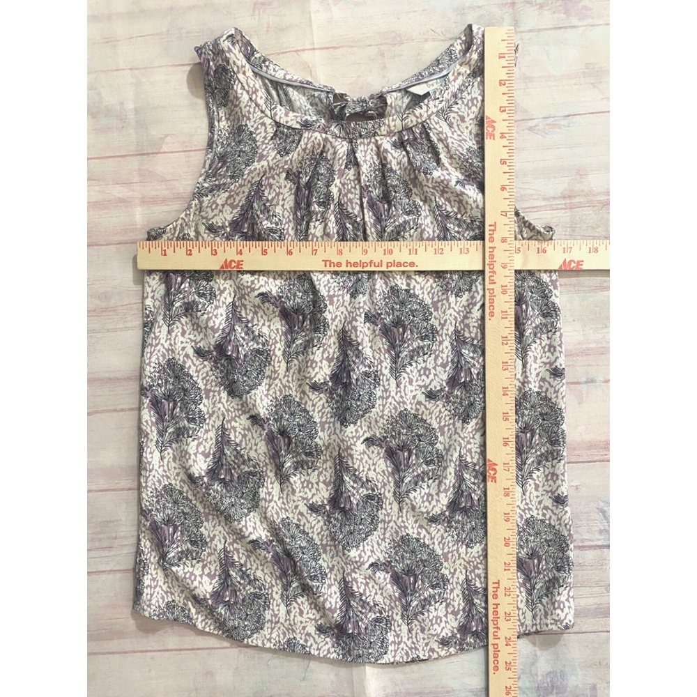 BODEN Crepe Tank Top size US 4 UK 8 Purple Floral Pleat Keyhole Tied - Picture 14 of 16